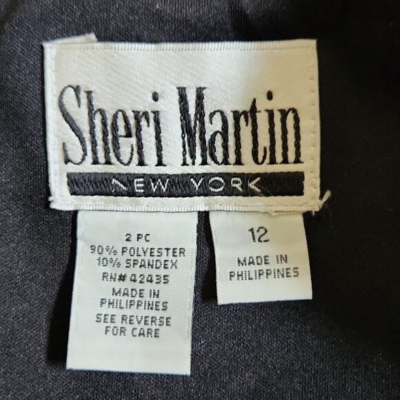 Vintage Sheri Martin Women's Black Velvet Red Sequin Jacket Overcoat SM Romantic - Picture 8 of 10